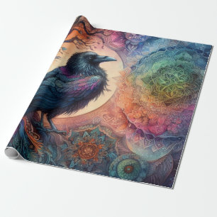 The Crow Tree of Life Mandala Pagan  Wrapping Paper