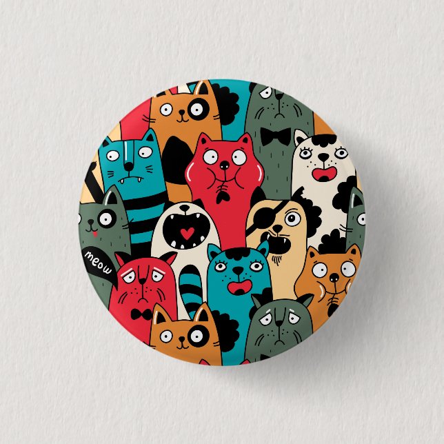 The crowd of cats 3 cm round badge (Front)