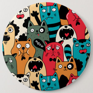 The crowd of cats 6 cm round badge