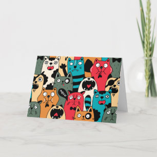 The crowd of cats card