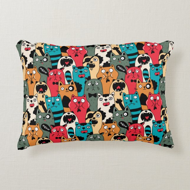 The crowd of cats decorative cushion (Front)