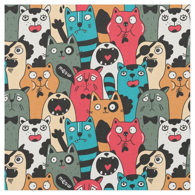 The crowd of cats fabric (Close Up)