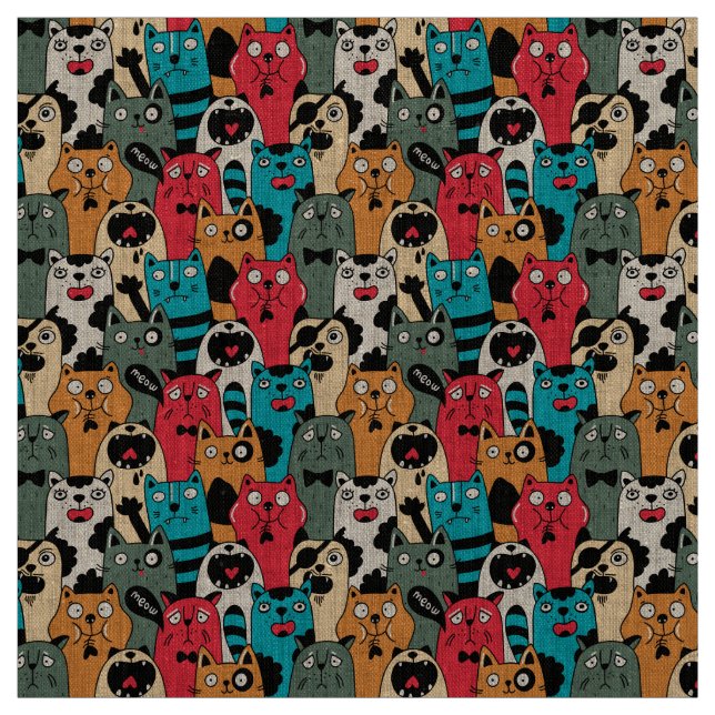The crowd of cats fabric (Swatch)