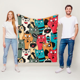 The crowd of cats fleece blanket