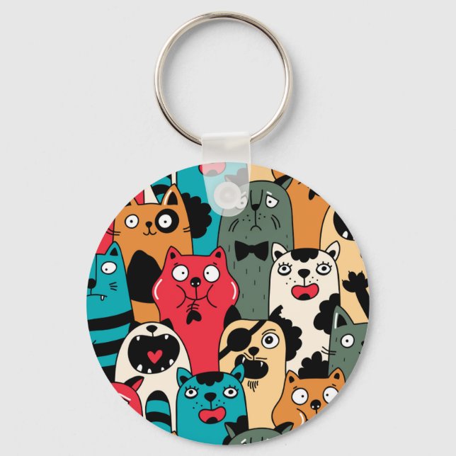 The crowd of cats key ring (Front)