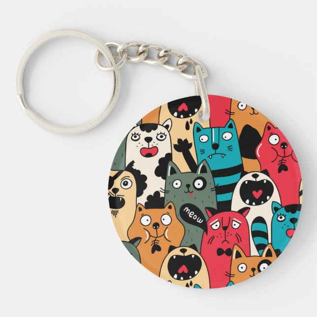 The crowd of cats key ring (Front)