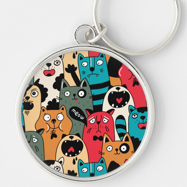 The crowd of cats key ring (Front)