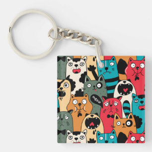 The crowd of cats key ring
