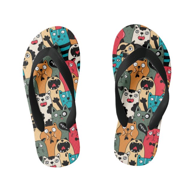 The crowd of cats kid's jandals (Footbed)