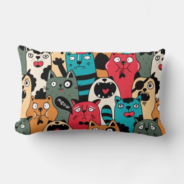 The crowd of cats lumbar cushion (Front)