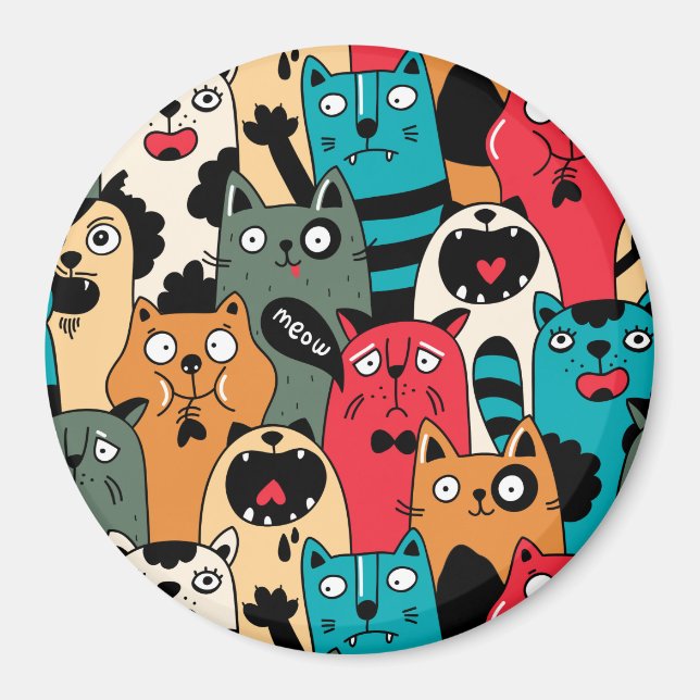 The crowd of cats magnet (Front)
