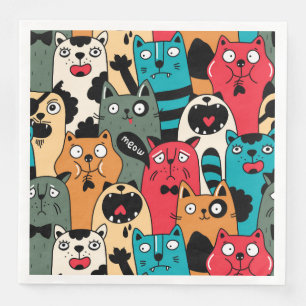 The crowd of cats napkin