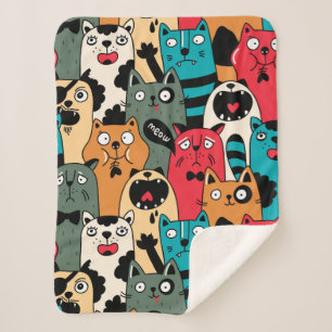 The crowd of cats sherpa blanket
