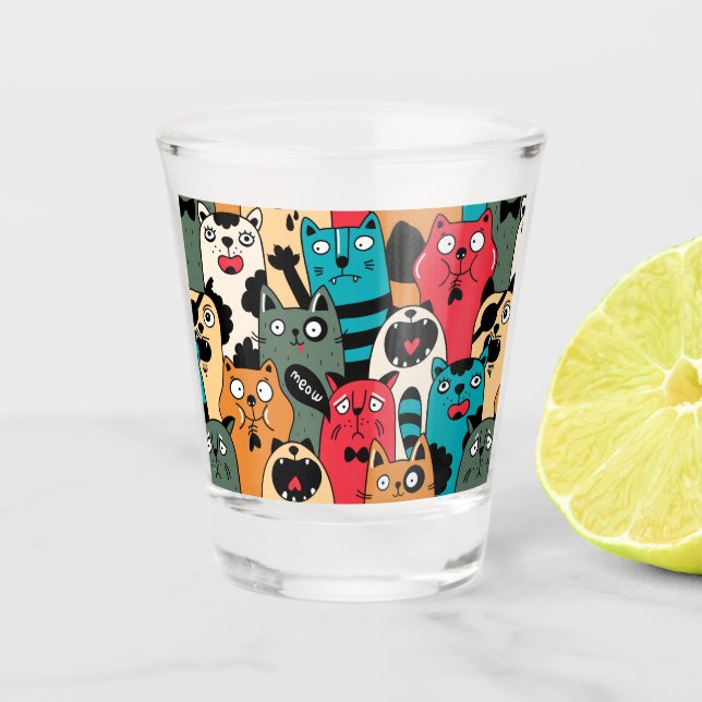 The crowd of cats shot glass (Front)