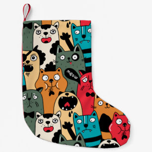 The crowd of cats small christmas stocking