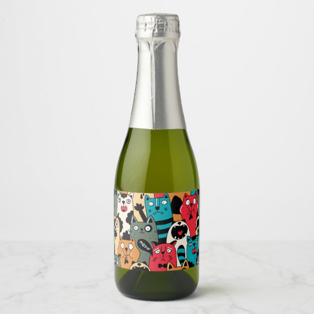 The crowd of cats sparkling wine label (Front)