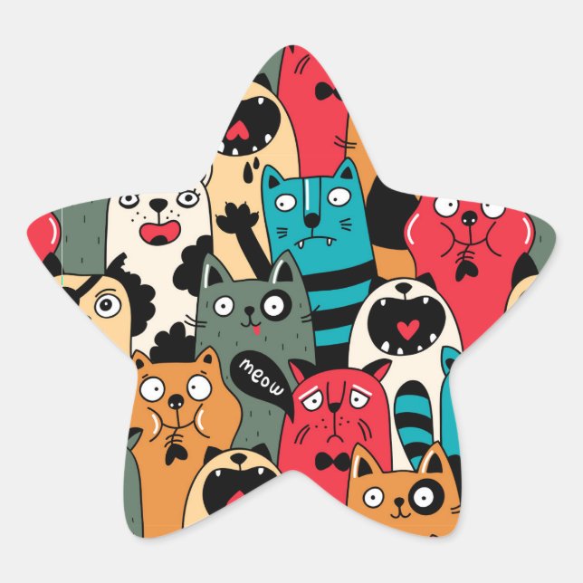 The crowd of cats star sticker (Front)