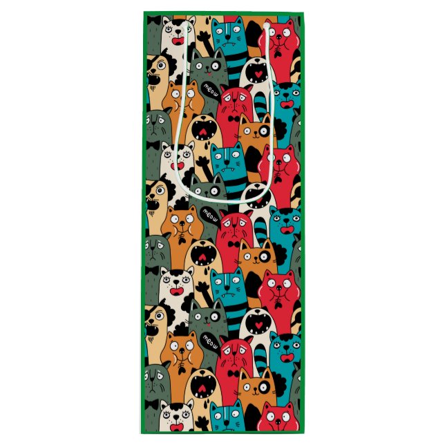 The crowd of cats wine gift bag (Front)