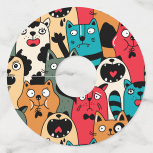 The crowd of cats wine glass tag