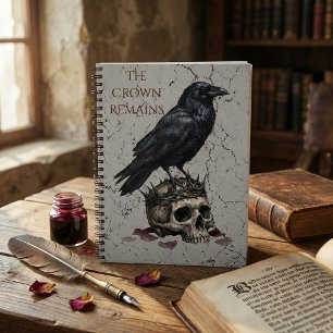 The Crown Remains Gothic Raven Skull Dark Academia Notebook