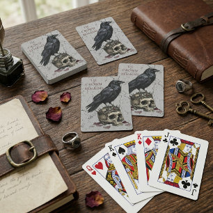 The Crown Remains Gothic Raven Skull Dark Academia Playing Cards