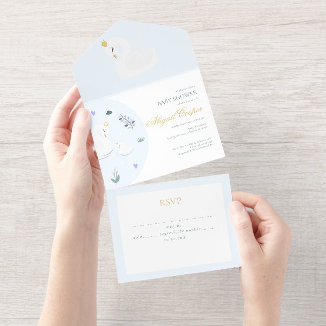 The Crowned Swan All In One Invitation (Tearaway)
