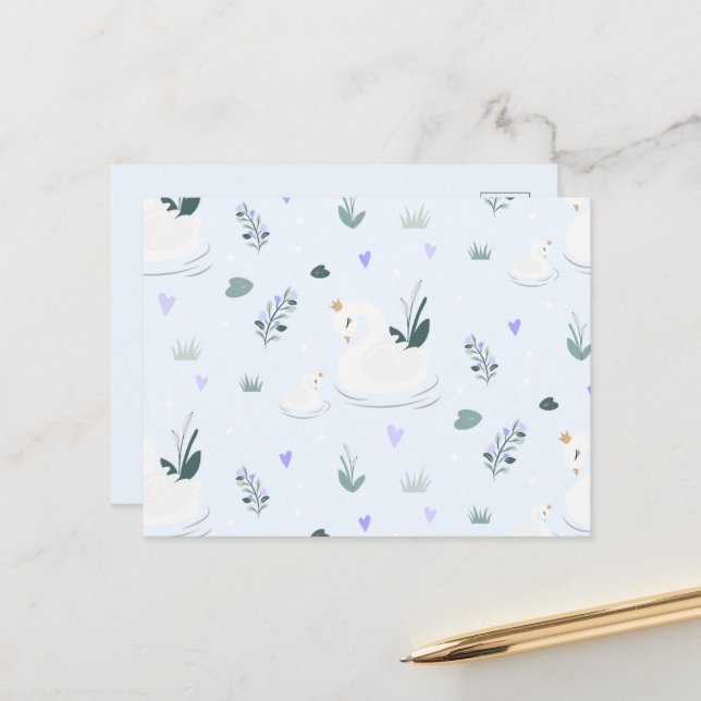The Crowned Swan Holiday Postcard (Front/Back In Situ)