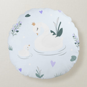 The Crowned Swan Round Cushion