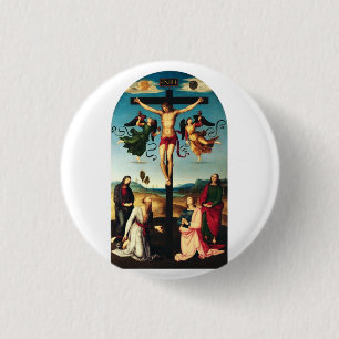 The Crucified Christ with the Virgin Mary 3 Cm Round Badge