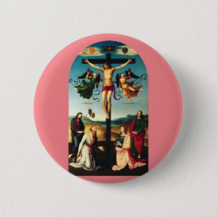 The Crucified Christ with the Virgin Mary 6 Cm Round Badge