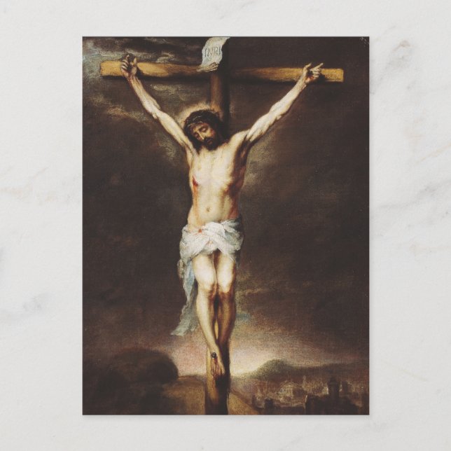The Crucifixion by Bartolome Esteban Murillo Holiday Postcard (Front)