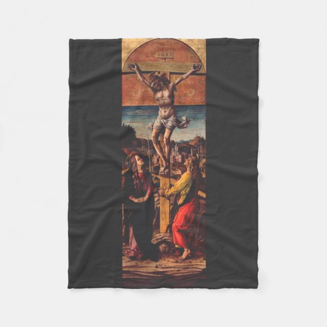 The Crucifixion by Carlo Crivelli  Fleece Blanket (Front)