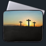 The Crucifixion Crosses at Sunset Laptop Sleeve<br><div class="desc">The three crucifixion crosses on the hill at sunset.  frontiernow.com</div>