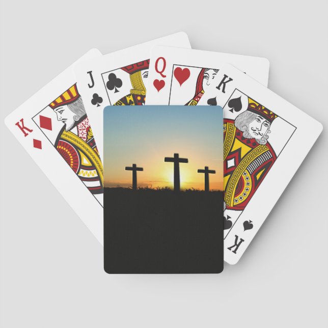The Crucifixion Crosses at Sunset Playing Cards (Back)
