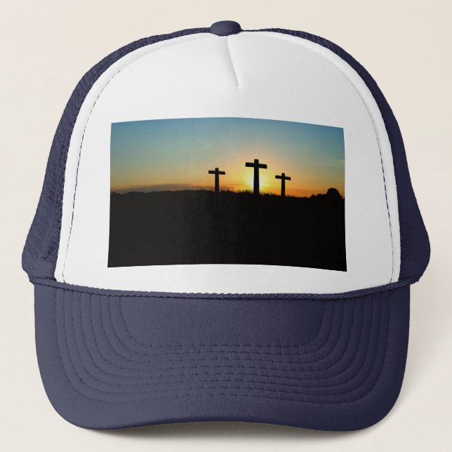 The Crucifixion Crosses at Sunset Trucker Hat (Front)