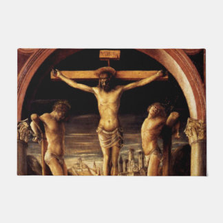 The Crucifixion of Jesus by Vincenzo Foppa - 1456 Doormat