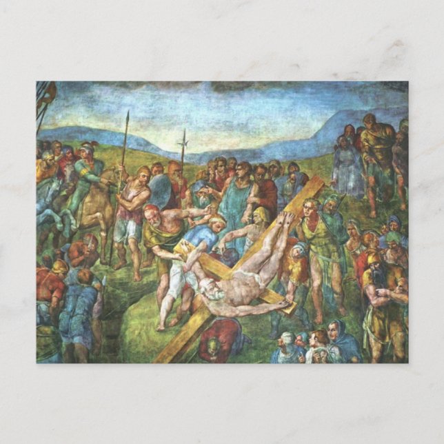 The Crucifixion of St. Peter by Michelangelo Postc Postcard (Front)