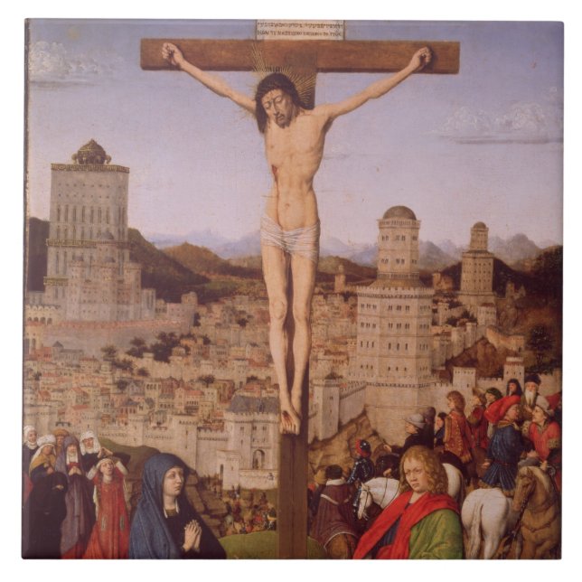 The Crucifixion (oil on panel) Tile (Front)