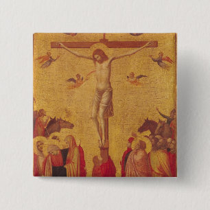The Crucifixion (tempera on panel) 15 Cm Square Badge