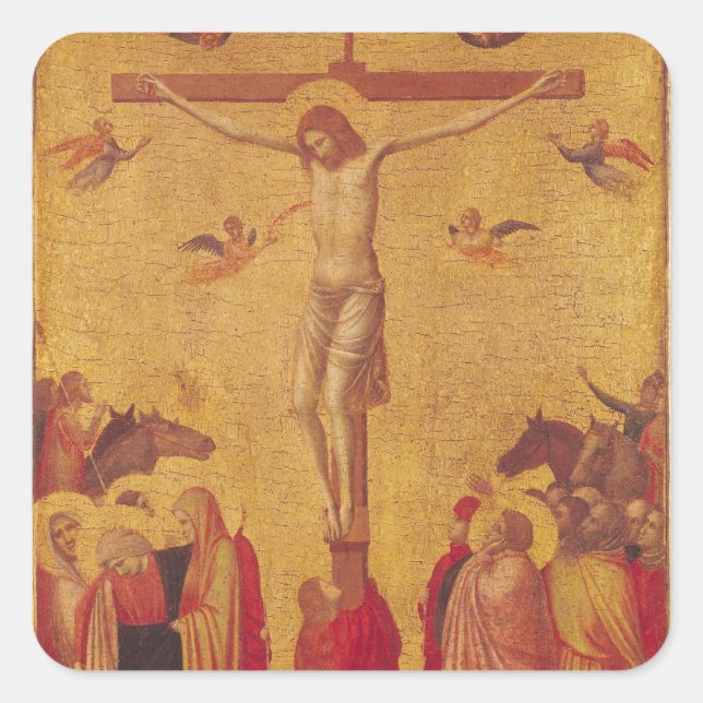 The Crucifixion (tempera on panel) Square Sticker (Front)