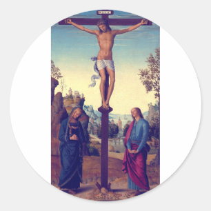 The Crucifixion with the Virgin by Pietro Perugino Classic Round Sticker