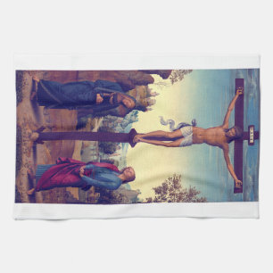 The Crucifixion with the Virgin by Pietro Perugino Tea Towel