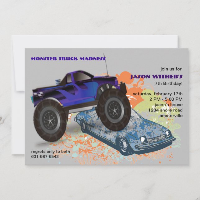The Crusher Monster Truck Invitation (Front)