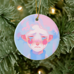 The Crying Clown Ceramic Tree Decoration