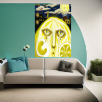 The crying yellow lemon face | AI Art Poster
