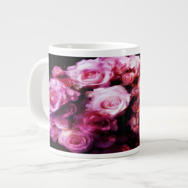 The Crystal Rose Bouquet Large Coffee Mug (Front Left)