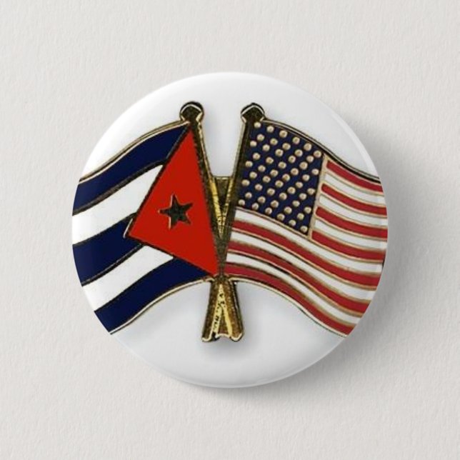 The Cuban Flag and the American Flag 6 Cm Round Badge (Front)