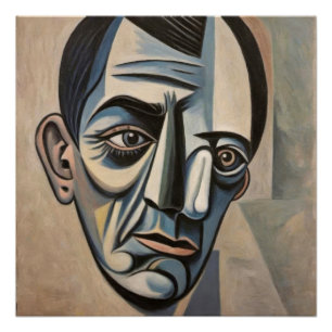 The cubist melancholy of a fragmented face. poster