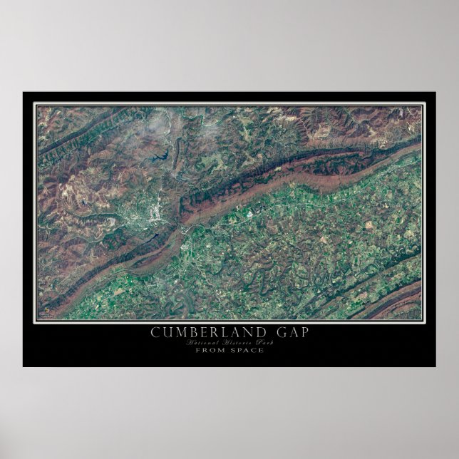 The Cumberland Gap National Park Satellite Map Poster (Front)