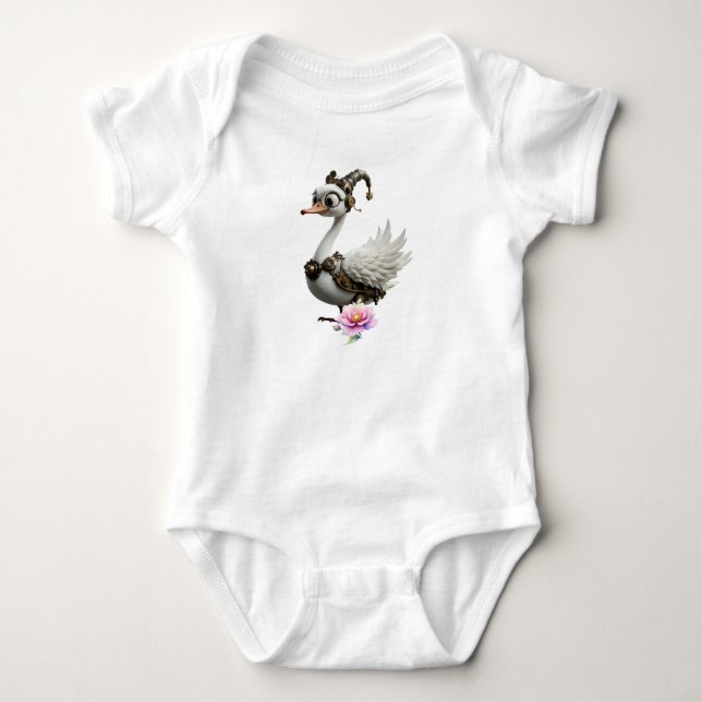 The Curious Clockwork Swan. Baby Bodysuit (Front)